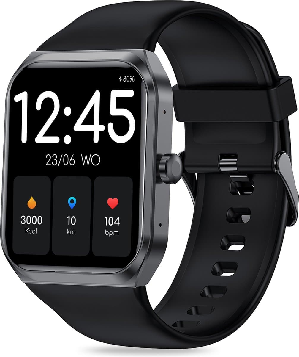 FITAGE Smartwatch - Smartwatches - Stappenteller - Sporthorloge - Smart watch - Activity Tracker - Dames en Heren - Zwart — afbeelding 1