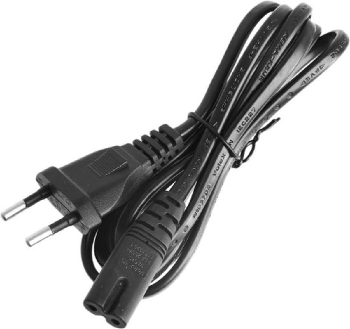 Universele Stroomkabel - Euro Male- IEC-320-C7 - Geschikt voor PS1 / PS2 / PS3 / PS4 Slim / Saturn / Dreamcast / XBox One Slim — afbeelding 1