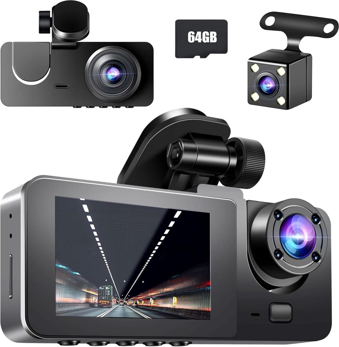 Lexium Dashcam voor auto - Dashcam - Dashcam voor auto voor en achter - Dashcam voor en achter - Dashcam voor en achter draadloos - Dual dashcam — afbeelding 1