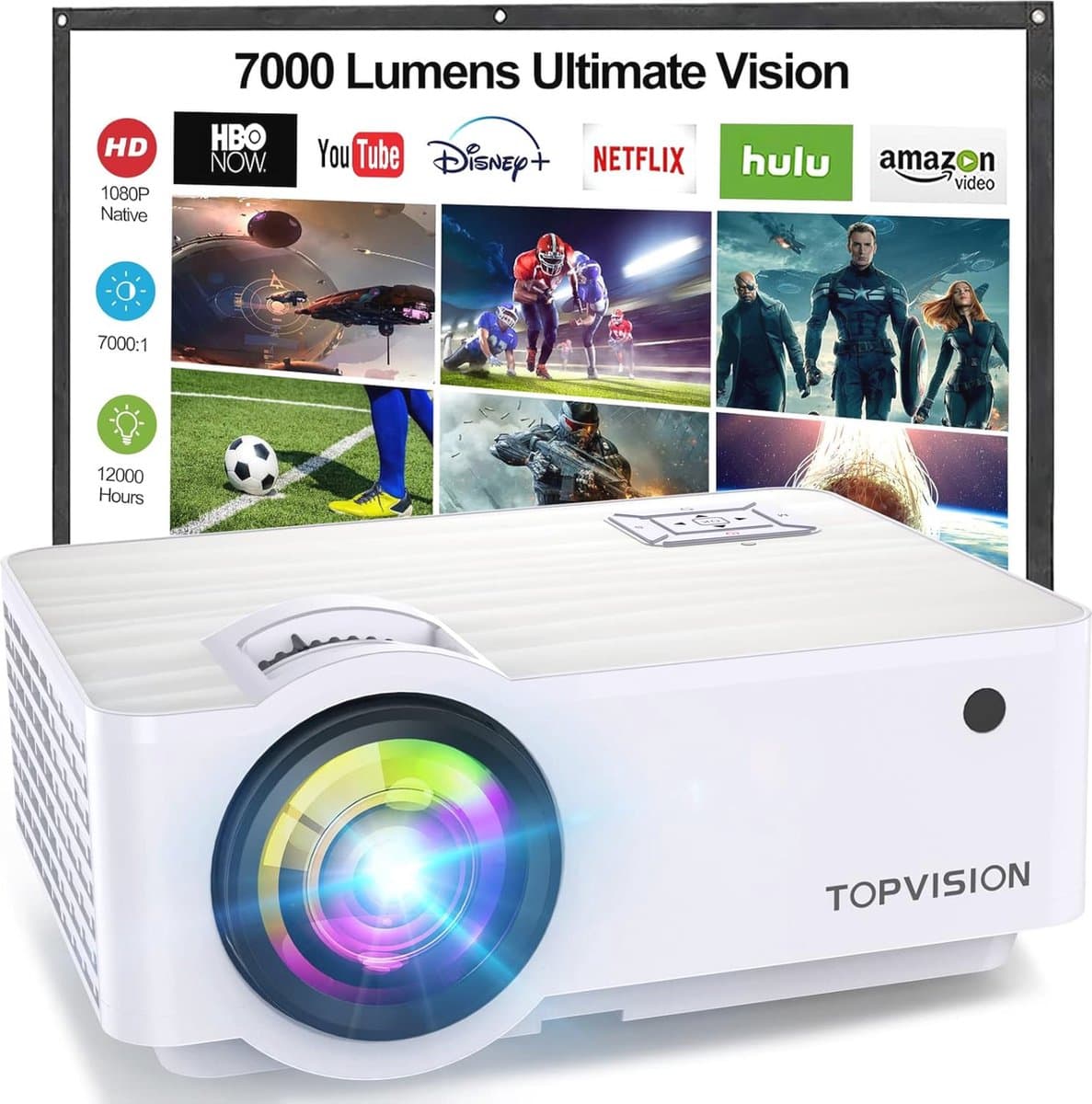 Mini Beamer - Mini Projector - 1080P Full HD - 7000Lumen — afbeelding 1