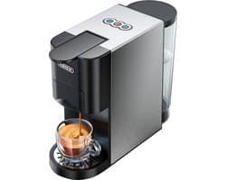 HiBREW H3A 5 in 1 Koffiezetapparaat, 19 Bar Druk, Koud/Warm-modus, 1000ml Watertank, Energiebesparing & Anti-DroogBescherming - Zilver