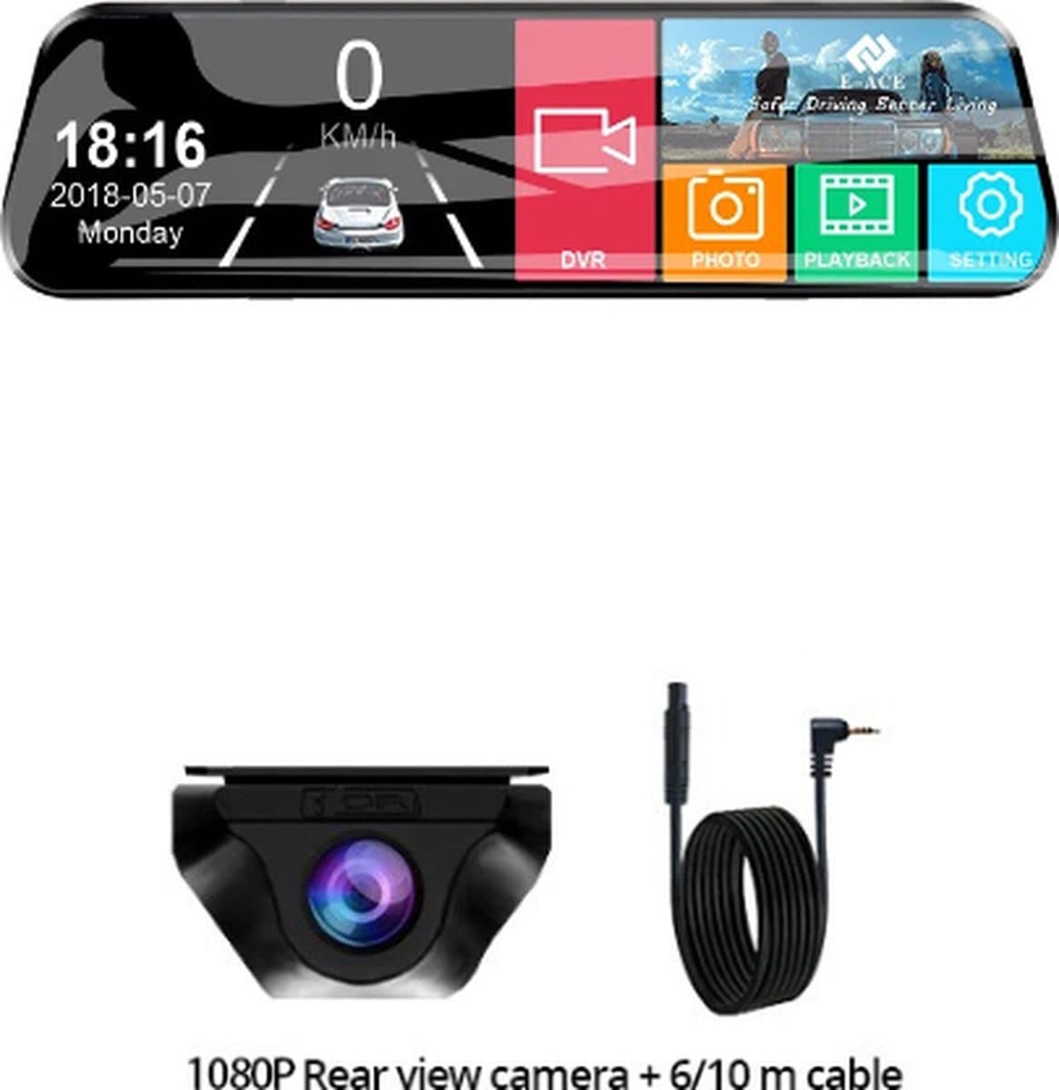 Tumex - Dashcam voor Auto - Dashcam - 10" Touchscreen - 170° Groothoeklens - Nachtzicht - Inclusief Waterproof Achteruitkijkcamera — afbeelding 1