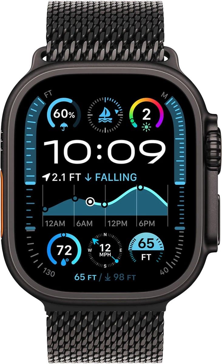 Apple Watch Ultra 2 GPS + Cellular 49mm Black Titanium Case with Black Titanium Milanese Loop - S — afbeelding 1