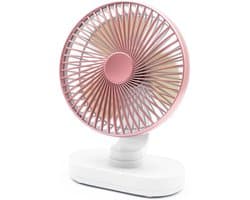 Tafelventilator Oplaadbaar – Stille Ventilator – 4 Snelheden – 90° Oscillatie – 4000 mAh - Roze