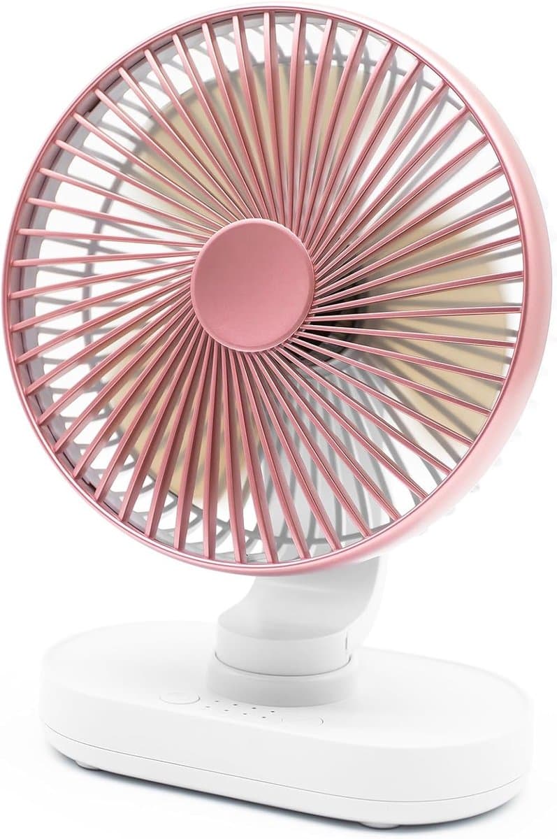 Tafelventilator Oplaadbaar – Stille Ventilator – 4 Snelheden – 90° Oscillatie – 4000 mAh - Roze — afbeelding 1