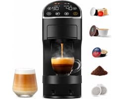5-in-1 Koffiemachine voor Nespresso Original, Dolce Gusto, Lavazza A Modo Mio, ESE 44mm Pads & Gemalen Koffie, LED Touchscreen, Auto-Aanpassing, 20 Bar, Compact voor Thuis en Kantoor