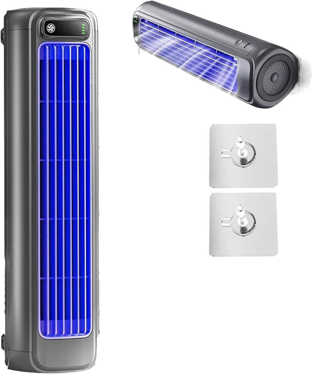 draagbare airconditioner/luchtkoeler met drie windsnelheden, geen installatie nodig, USB-oplaadbaar, draagbare torenventilator voor op het bureau, voor slaapkamer, kantoor en thuis(zwart) — afbeelding 1
