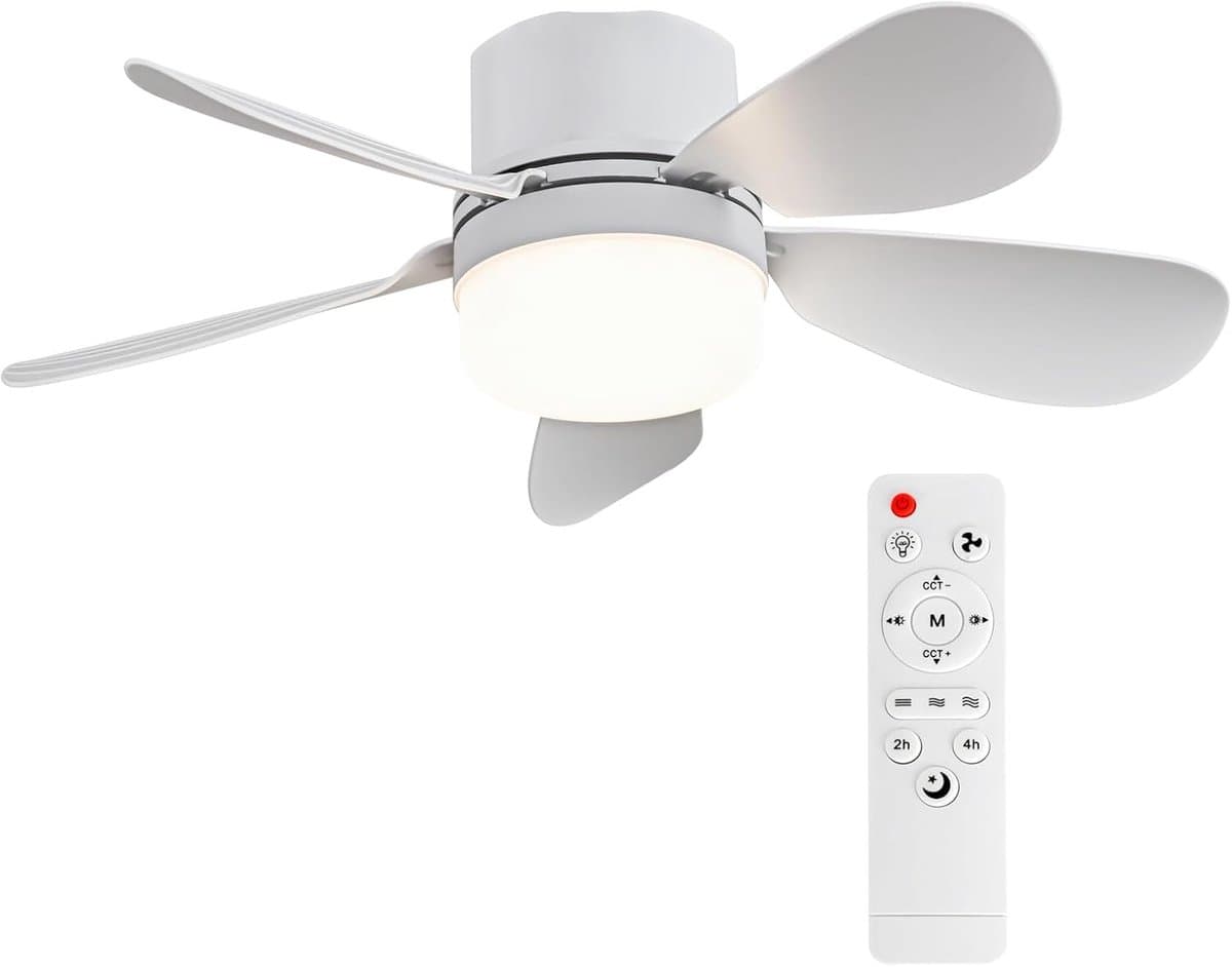 Ventilatorlamp Met Afstandsbediening - E26/E27 Schroefmontage - Dimbaar - 1000 Lumen - Diameter 16,54 Inch - Geschikt voor Slaapkamer, Keuken en Woonkamer — afbeelding 1
