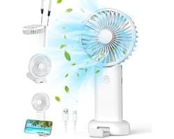 Mini draagbare ventilator, handventilator, kleine reisventilator, oplaadbare handventilator met 3 snelheden, persoonlijke ventilator voor buitengebruik, reizen, kantoor, kamperen (wit)