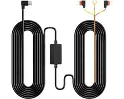 Dashcam Hardwire Kit USB-C – 12V-24V naar 5V/2.5A Mini Zekeringtap met Lage Spanning Beveiliging, 3-aderige Type-C Kabel voor Parkeerstand en 24U Monitoring