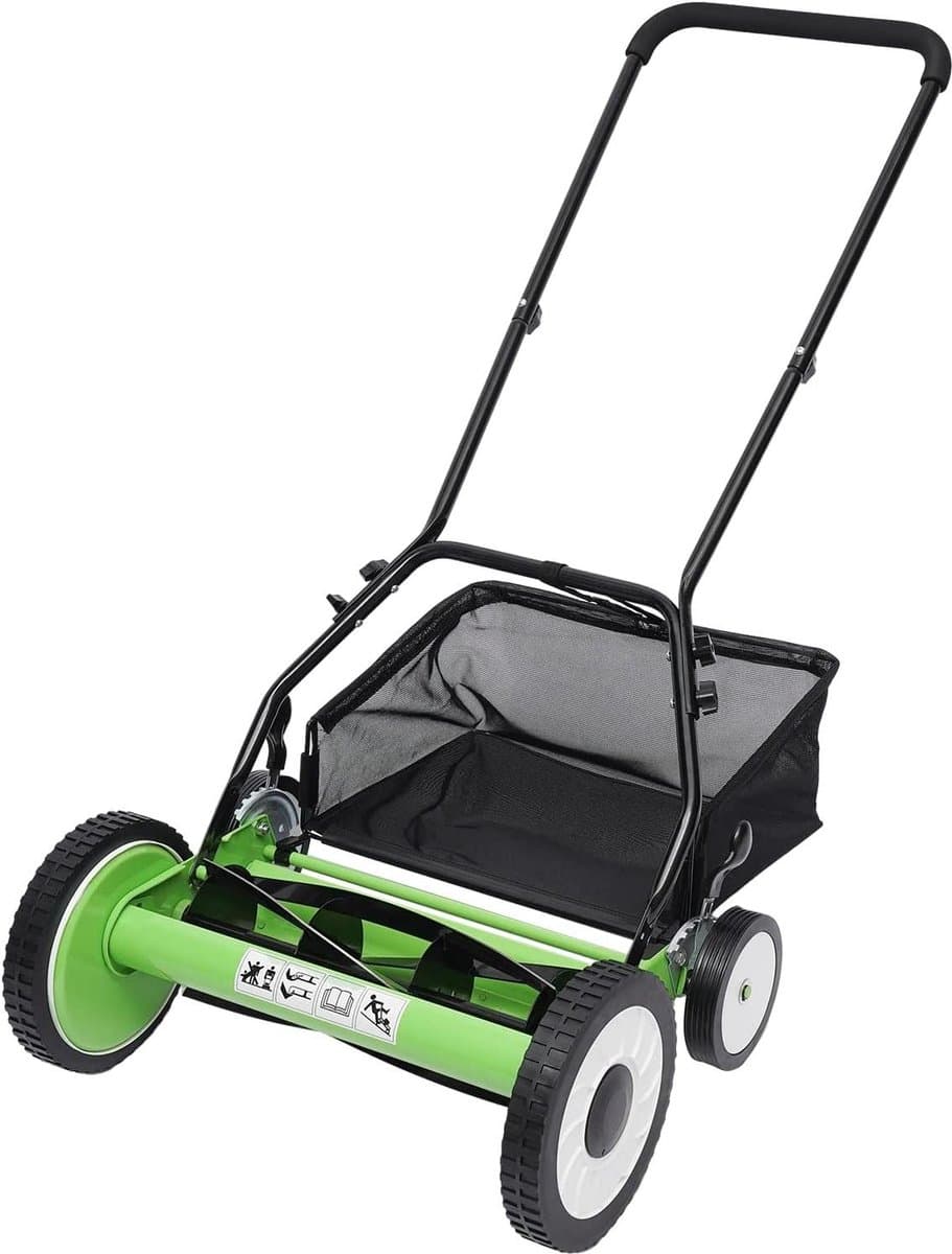Handgrasmaaier - Tuinmaaier - Gazon Onderhoud - 9 Hoogteposities - 40 cm Maaibreedte - Groen — afbeelding 1