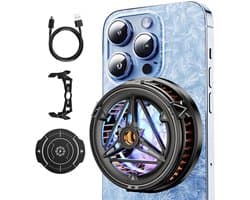 Mobiele telefoon koeler - oplaadbare ventilator - telefoon koeling met temperatuur display en licht, voor laptops tablet thuis vlogging outdoor live streaming spel mobiel