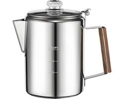 Koffiezetapparaat Percolator - Roestvrij staal - Koffie Zetten - Glazen venster - 6 kopjes - Meerkleurig