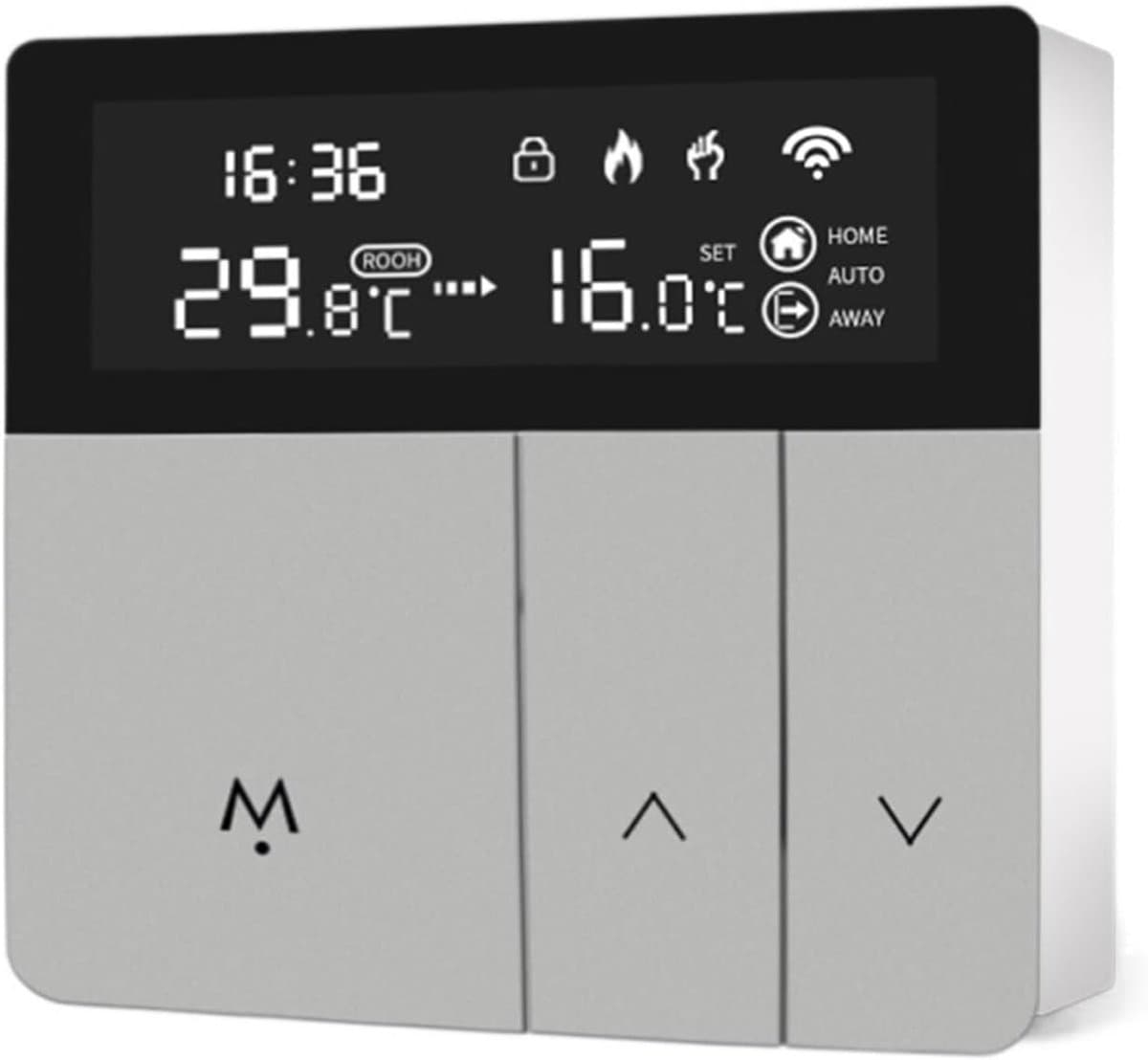 Slimme Thermostaat - Temperatuurregelaar - Energie Besparen - Wekelijks Programmeerbaar - 16A - Zilver — afbeelding 1