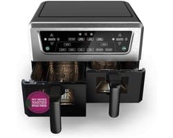 XXL Airfryer Dubbele Lades - Heteluchtfriteuse Bakken - Gezond Koken - PFAS Vrij - 2 x 5.2 L - Zwart