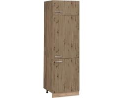 Koelkast ombouwkast - Keukenkast Hoge kast - Keuken organiseren - Verstelbare voeten - 60 cm - Artisanaal eiken goud