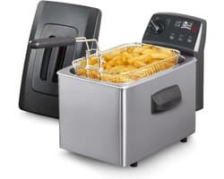Friteuse met Dubbele Weerstand - Frituurpan Snel - Frietjes Bakken - Gepatenteerd Dubbel Verwarmingssysteem - 3 Liter - Zilver Antraciet