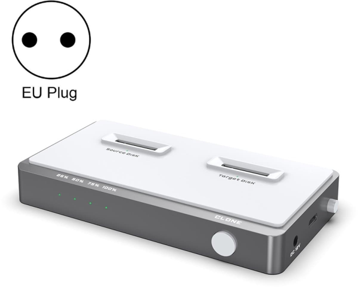 Usb 3.2 Gen2 Dual M.2 Solid State Drive Box Nvme-dockingstation, EU-stekker — afbeelding 1