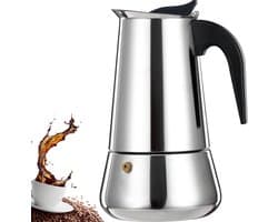 9 Cup Stovetop Espresso Maker Stainless Steel Moka Pot Espresso Maker Percolator Italian Coffee Maker Capable Mocha Coffee Machine Cafe Percolator Classic Maker for Home & Camping 450ml 15oz