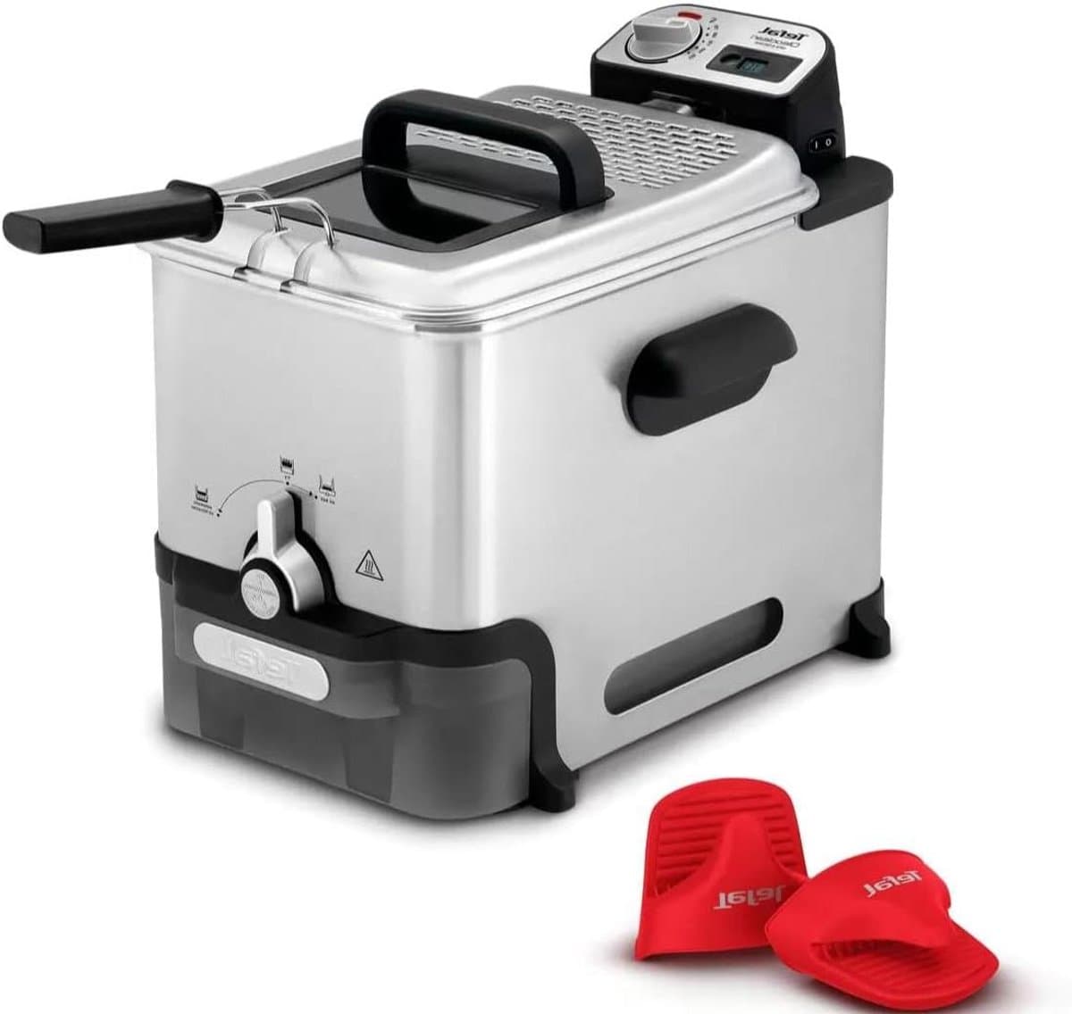 Friteuse met Automatisch Filtersysteem - Frituurpan Olie Reiniger - Thuis Frituren - Automatisch Olie Onderhoud - 35 Liter - Zilverkleurig — afbeelding 1