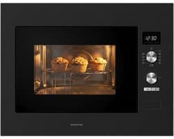 Inventum IMC6132FZWA - Inbouw combi-oven - Hetelucht - Magnetron - Grill - 32 liter - 45 cm hoog - Tot 220 graden - Zwart/RVS