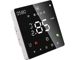 Slimme Elektrische Verwarmingsthermostaat - Programmeerbare Thermostaat Vloerverwarming - Energie Besparen - Kleuren Touchscreen Display - 41 x 86 mm - Wit