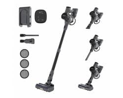 Vapore Steelstofzuiger Draadloos - Incl. Extra Accu - 47 Minuten Accuduur - 350W - Snoerloze Stofzuiger - Stofzuiger Zonder Zak - Op Accu - Vacuum Cleaner - Kruimeldief - Draadloze Steelstofzuiger - Zwart