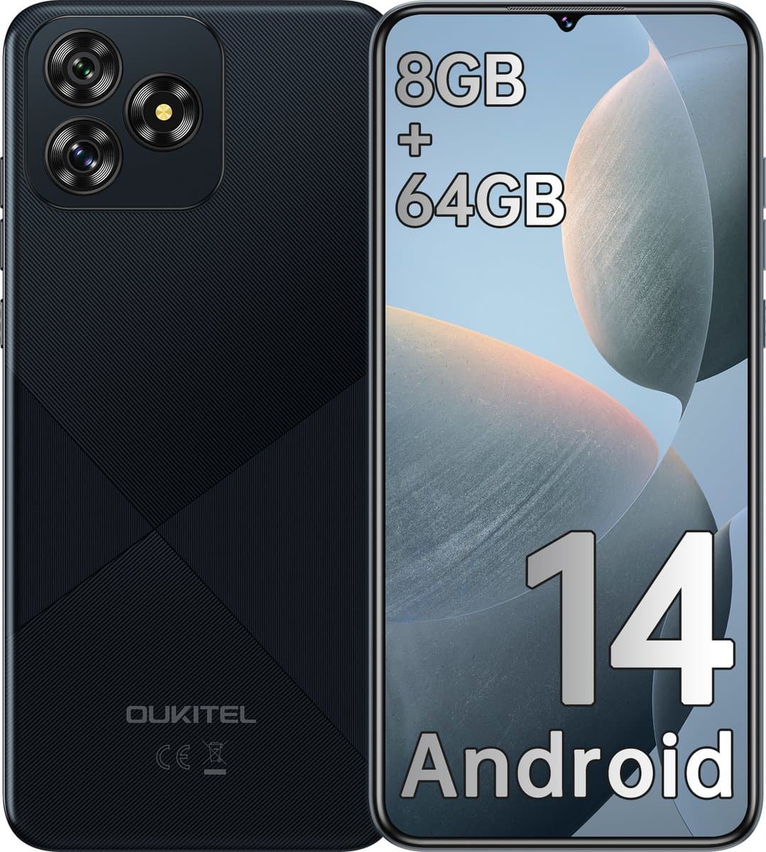 OUKITEL C53 Smartphone 4G -6,6 inch HD-8GB RAM-64GB uitbreidbaar tot 1TB-4300mAh batterij-13MP camera-Android 14 — afbeelding 1