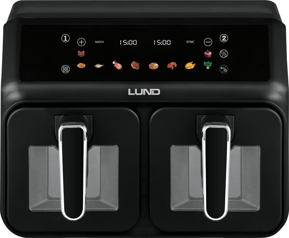 Dubbele Heteluchtfriteuse / Airfryer – 2200W – Dual Zone 8 Liter (2x 4L) – Digitaal LCD Display – Anti-Aanbak – Vaatwasserbestendig — afbeelding 1
