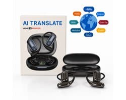 Home & Marker - AI Vertaal Oordopjes - Vertaal Apparaat - Real-time Vertalings oordopjes - 144 Talen & Dialecten - Offline Functie - Draadloze Spraakvertaler voor Reizen & Zakelijk - Bluetooth 5.4 - Zwart - TRANZIO