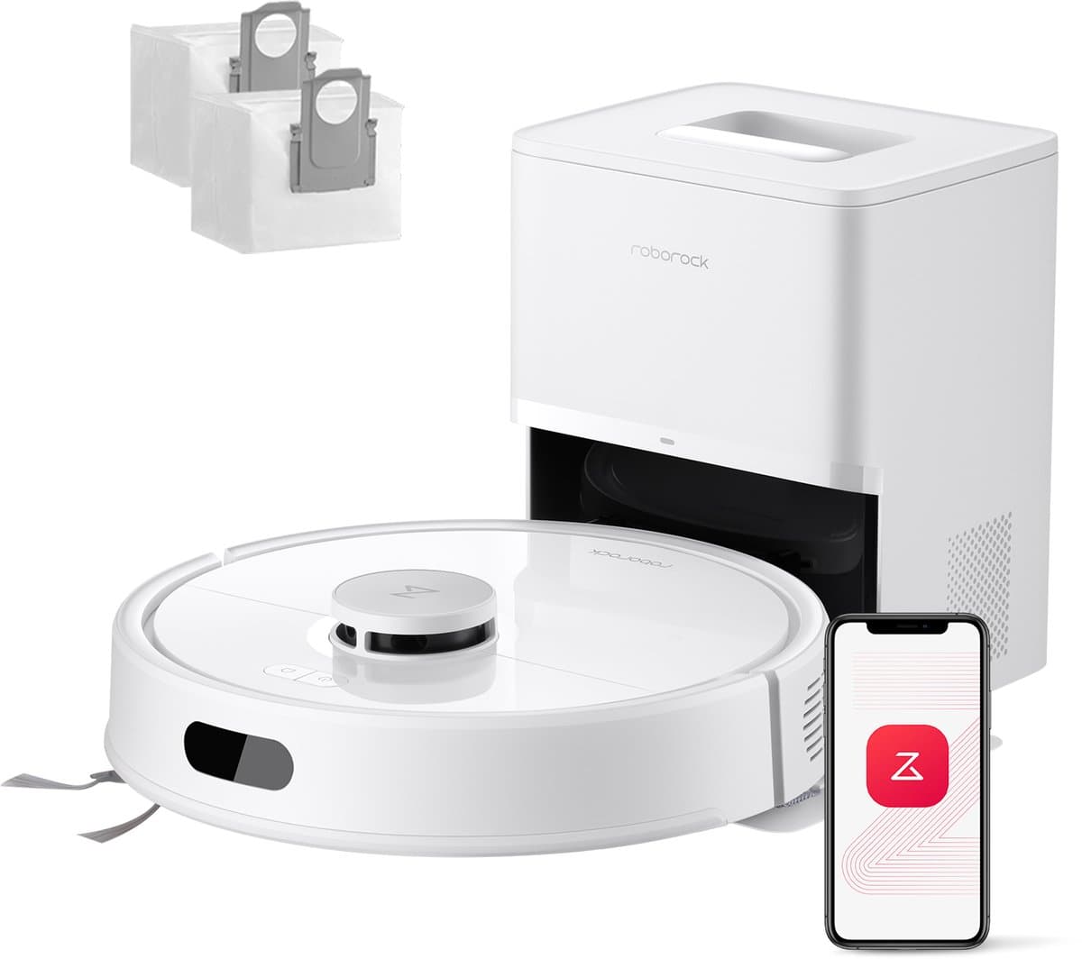 Roborock Q7 L5+ Set-Robotstofzuiger-Dubbel Anti-Tangle Systeem-8000 Pa Zuigkracht-Elektronische Watertank-LiDAR-Navigatie-Ideaal voor Tapijten en Dierenharen-Wit — afbeelding 1