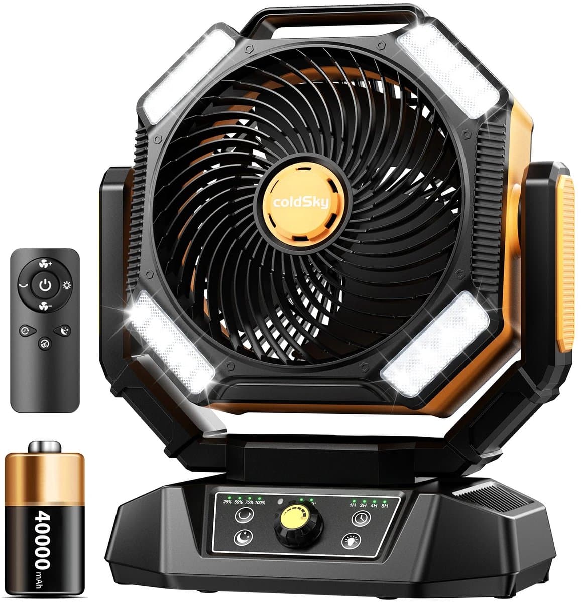 G&G ventilator - Tafelventilator - Accu - 26-126 uur - 8 snelheden - USB - Noodverlichting - Afstandsbediening - Camping - Bouw — afbeelding 1