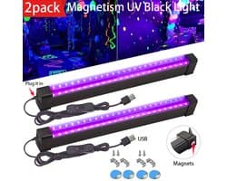Wclavion-Set van twee uv-blacklight led-balken met usb-aansluiting en aan/uitschakelaar sfeerverlichting voor feesten disco en thema-evenementen binnenshuis