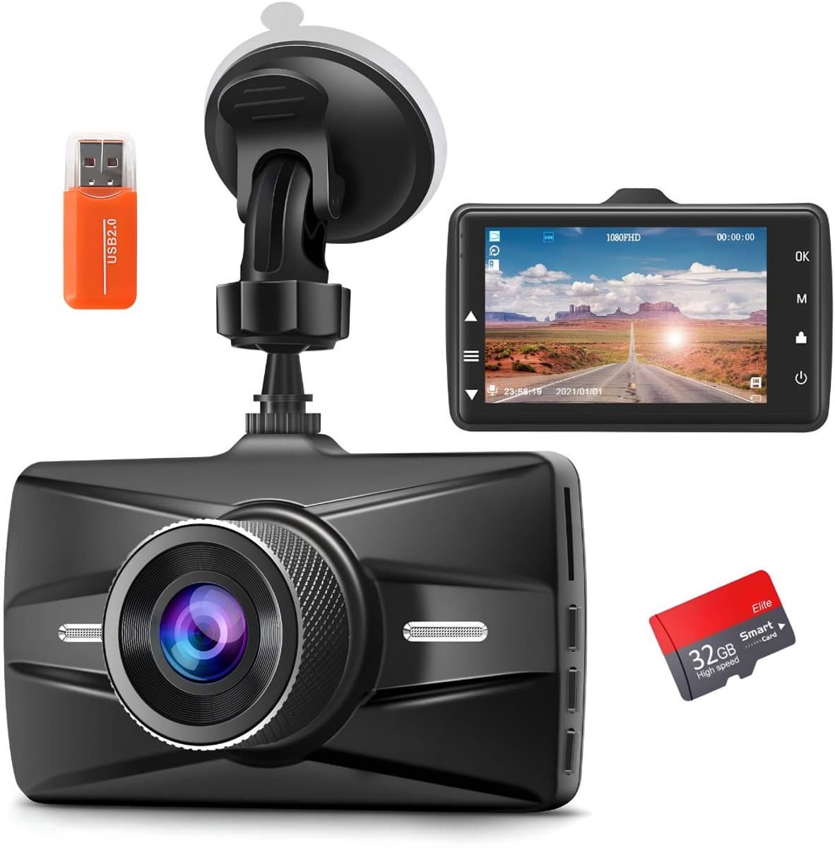 SP® Dashcam - Dashcam voor Auto - Dashcam voor En Achter - Zwart - 14cm x 11cm x 7cm — afbeelding 1