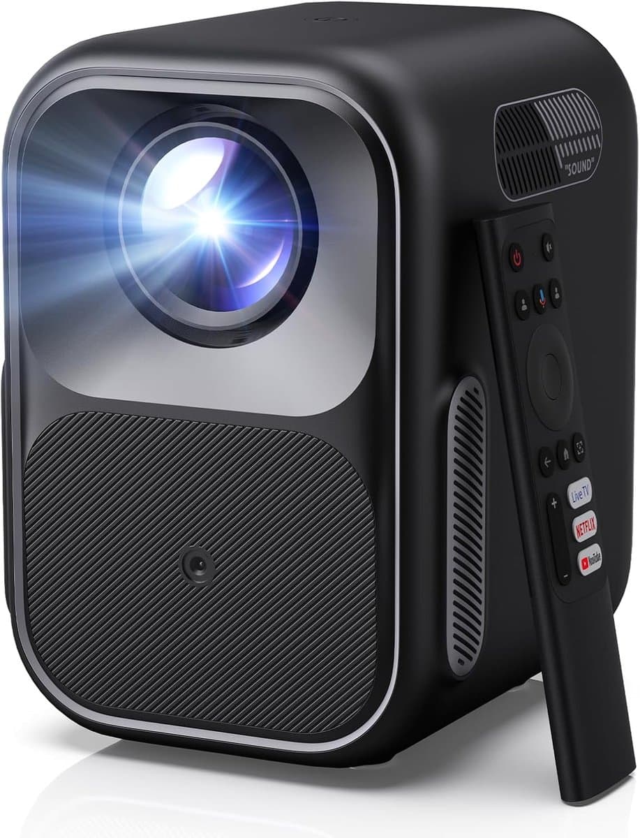 Mini Beamer Full HD 1080p met Google TV en Netflix – 300 ISO Lumen – Autofocus – 4K Ondersteuning — afbeelding 1