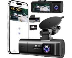 Dashcam voor voren en achter, 4K+1080P+1080P - Drievoudig objectief - 5G-WLAN - Veilig autorijden - ShopVlot