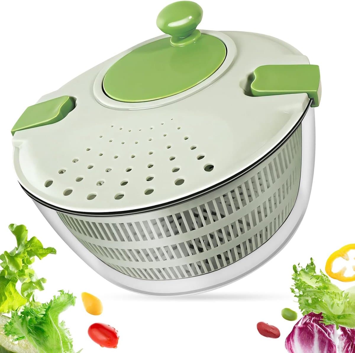 Saladecentrifuge 4 Liter - Grote Saladeschaal - Ergonomische draaiknop - Ideaal voor het drogen van groenten - ShopVlot — afbeelding 1