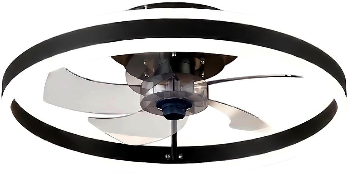 Plafondventilator met verlichting - Zwart - LED Ring 32W - Ø 50cm - Fluisterstil - App & Afstandsbediening - Dimbaar - Plafondlamp woonkamer - Plafonniere slaapkamer - Plafondlampen - Ventilator plafond — afbeelding 1