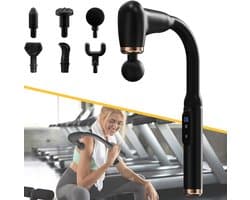 Massagepistool Met Verlengde Handgreep - Rugmassageapparaat Voor Pijnverlichting - Handmatig Percussie-Spiermassagepistool - 6 Massagekoppen