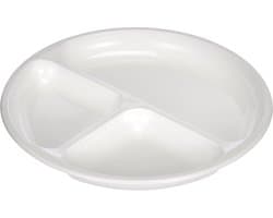 Magnetron bord - Maaltijd bord - Eten opwarmen - Drie vakken - 25 cm diameter - Wit