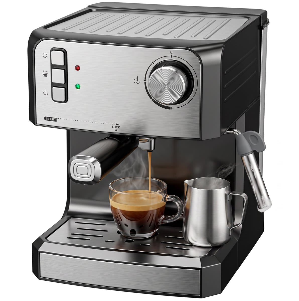 Sogiol® Pistonmachine 20 Bar - Espressomachine met Melkopschuimer 1,6L Zwart — afbeelding 1