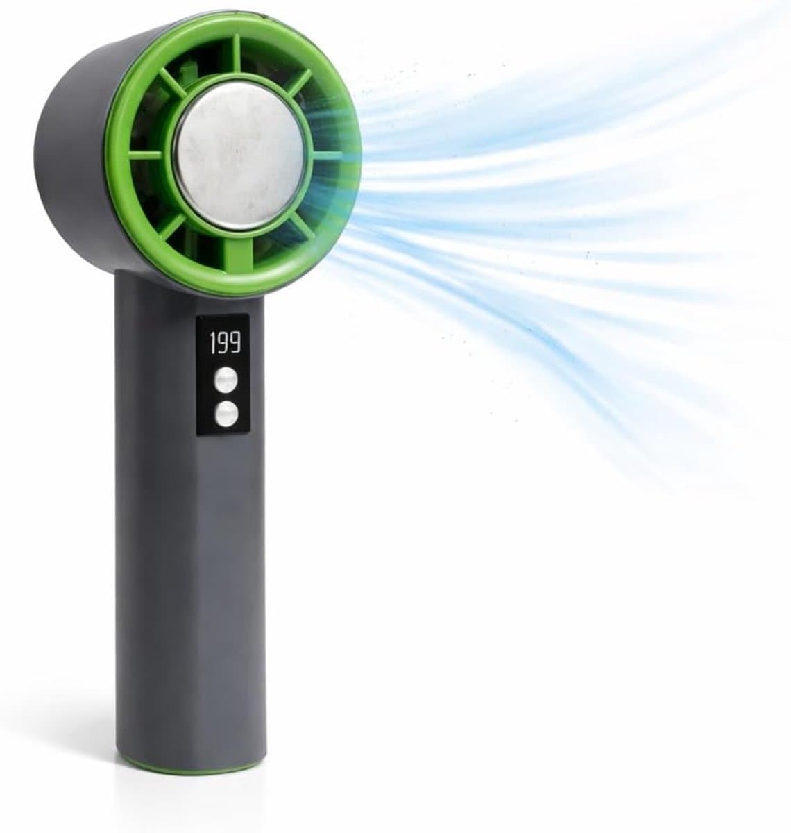 LISM-Handventilator met ingebouwde koelfunctie, tot 5°C; Mini handventilator met USB-C oplaadfunctie (grijs/groen) — afbeelding 1