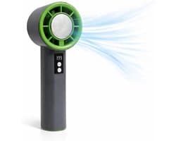 LISM-Handventilator met ingebouwde koelfunctie, tot 5°C; Mini handventilator met USB-C oplaadfunctie (grijs/groen)