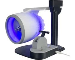 Bureauventilator met vliegtuigturbomotor, creatief bureaumodel met straalmotorturbofan, model met rode staartmotor voor slaapkamer, thuiskantoor, wit