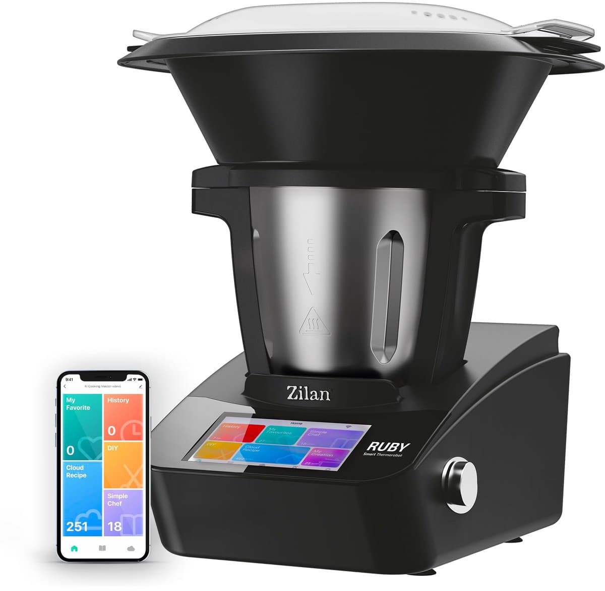 SnelShoppen - Zilan RUBY Thermorobot Multifunctionele Keukenmachine met Wifi, 18 Functies, 7 Inch TFT-Kleuren-Touchscreen, Geïntegreerde Weegschaal, A — afbeelding 1