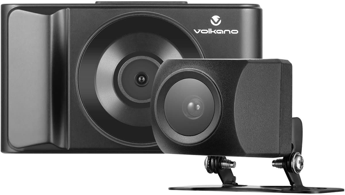 Volkano Trueview Series Dashcam Voor en Achter Camera - Full HD 1080p - Parkeerbeveiliging - Zwart — afbeelding 1