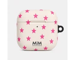MIM Amsterdam - Pink Galaxy - Geschikt voor AirPods 4 - AirPod hoesje - Sterren print - AirPod hoesje met print - Shockproof- Cover voor AirPods - Trendy AirPod case