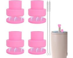 4 stuks magnetische rietjesdeksels voor Brümate 30/40oz Era & Resa Tumblers, siliconen magnetische rietjesdeksels met pakkingen en reinigingsborstels voor wandelen, klimmen en picknicken (roze)