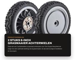 Grasmaaier Achterwiel 8 Inch - 2 Stuks - Vervangt OEM 107-3709 - Geschikt voor Toro Modellen - Naaf 1/2" - Tandwiel 42 Tanden - Grasmaaierwiel
