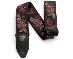 Ernie Ball Classic Jacquard - Gitaarriem - Red Rose - Polypropeen - Leren Uiteinden - Verstelbaar 104-182 cm - Breedte 5 cm